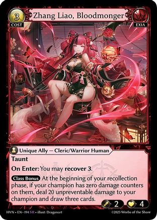 Zhang Liao, Bloodmonger (194) [Abyssal Heaven] Foil Grand Archive Single Weebs of the Shore