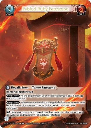 Fabled Ruby Fatestone // Suzaku, Vermillion Phoenix (CSR) (019) [Abyssal Heaven] Foil Grand Archive Single Weebs of the Shore