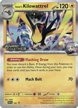 Iono's Kilowattrel - 182 (Prerelease) (182) Holofoil [Promos: SV Promo Cards] Pokemon Single Pokémon