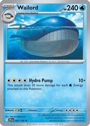 Wailord - 041/159 Holofoil [SV: Journey Together] Pokemon Single Pokémon