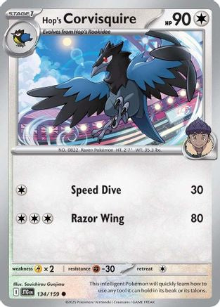 Hop's Corvisquire (134) Reverse Holofoil [SV: Journey Together] Pokemon Single Pokémon