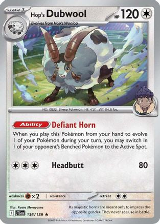 Hop's Dubwool (136) Holofoil [SV: Journey Together] Pokemon Single Pokémon