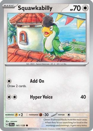 Squawkabilly (141) Reverse Holofoil [SV: Journey Together] Pokemon Single Pokémon