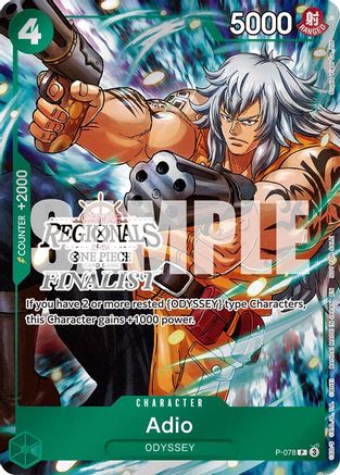 Adio (Regional Finalist Card Set 2025 Vol.1) (P-078) [One Piece Promotion Cards] Foil One Piece Single Bandai