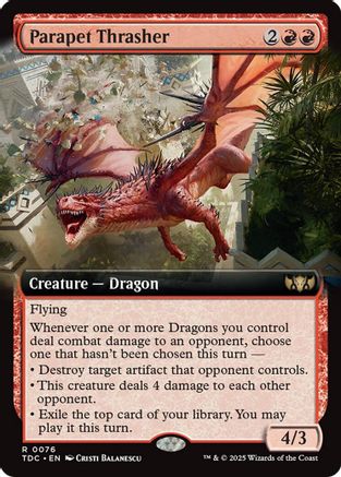 Parapet Thrasher (Extended Art) (TDC-076) [Commander: Tarkir: Dragonstorm] MTG Single Wizards of the Coast