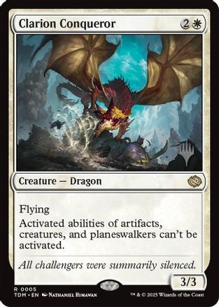 Clarion Conqueror (PPTDM-005) [Promo Pack: Tarkir: Dragonstorm] Foil MTG Single Wizards of the Coast