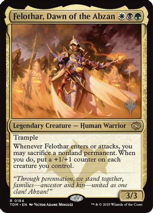 Felothar, Dawn of the Abzan (PPTDM-184) [Promo Pack: Tarkir: Dragonstorm] Foil MTG Single Wizards of the Coast