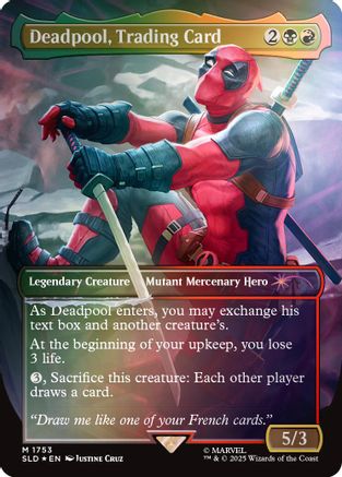 Deadpool, Trading Card (Rainbow Foil) (SLD-1753) [Secret Lair] Drop Foil MTG Single Wizards of the Coast