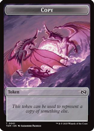 Copy // Dragon (0014) Double-Sided Token (TDC-1 // 14) [Commander: Tarkir: Dragonstorm] MTG Single Wizards of the Coast