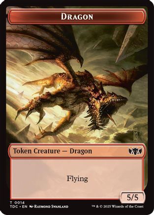 Dragon (0014) // Treasure Double-Sided Token (TDC-14 // 16) [Commander: Tarkir: Dragonstorm] MTG Single Wizards of the Coast