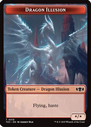 Dragon Illusion // Monk Double-Sided Token (TDC-15 // 3) [Commander: Tarkir: Dragonstorm] MTG Single Wizards of the Coast