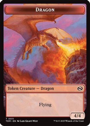 Dragon (0011) // Warrior Double-Sided Token (TDM-11 // 13) [Tarkir: Dragonstorm] MTG Single Wizards of the Coast