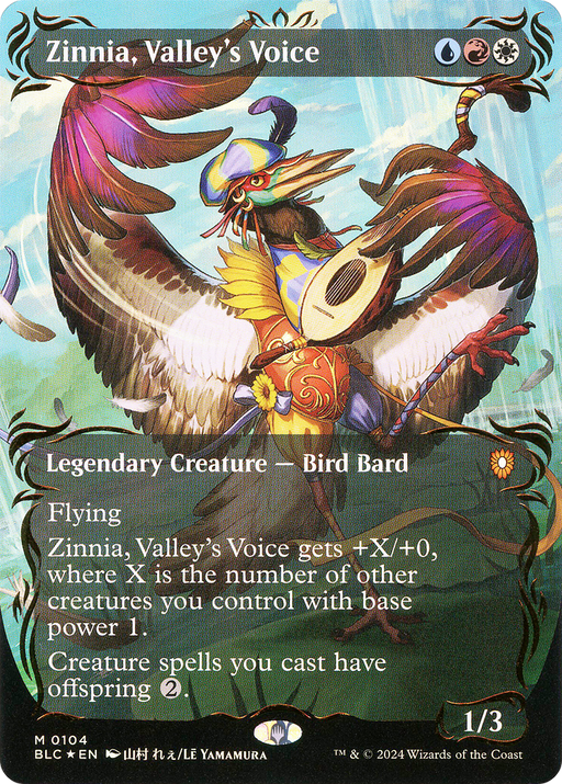 Zinnia, Valley's Voice (Raised Foil) (BLC-104) [Bloomburrow Commander] (Borderless) Foil MTG Single Wizards of the Coast