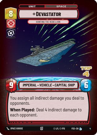 Devastator - Hunting the Rebellion (Top 4) (4) [Organized Play Promos] Foil Star Wars: Unlimited Single Disney