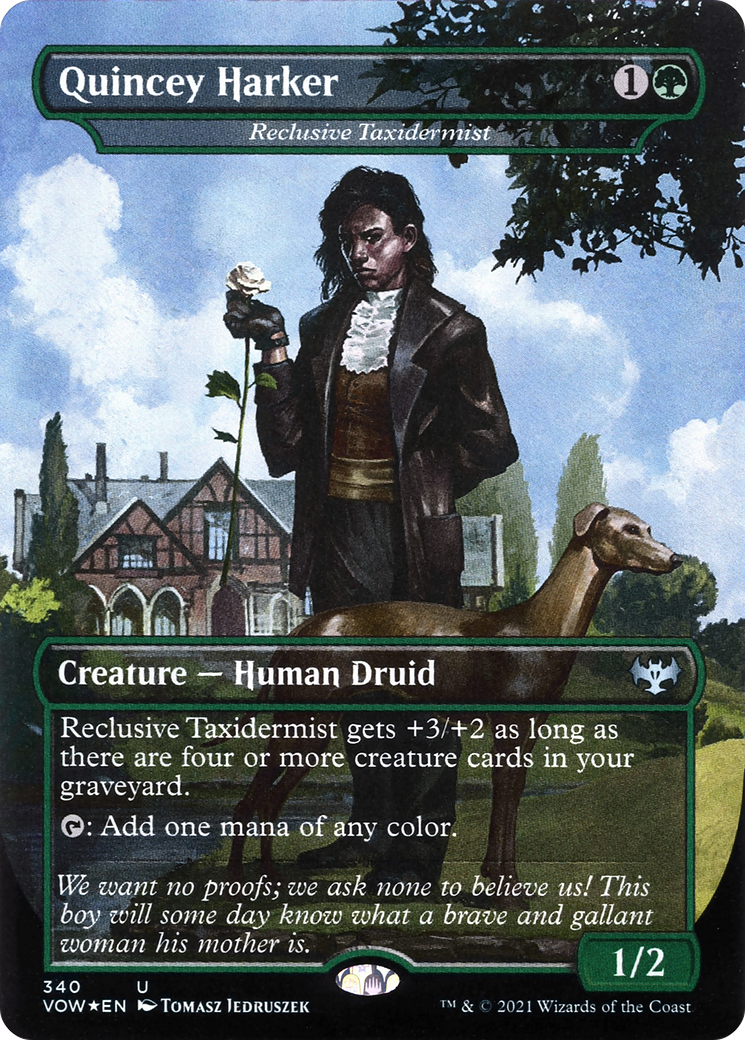Quincey Harker - Reclusive Taxidermist (VOW-340) [Innistrad: Crimson Vow] (Borderless) Foil MTG Single Wizards of the Coast