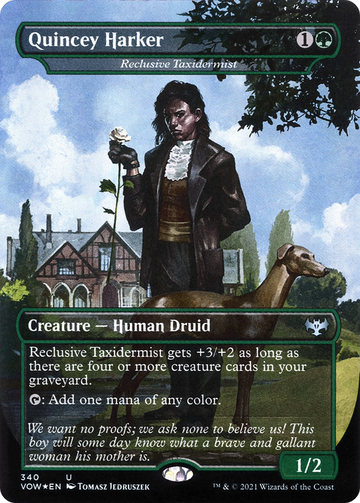 Quincey Harker - Reclusive Taxidermist (VOW-340) [Innistrad: Crimson Vow] (Borderless) Foil MTG Single Wizards of the Coast
