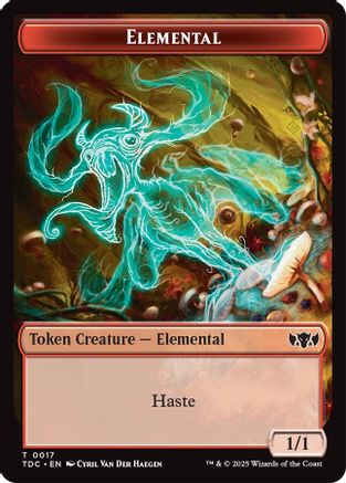Elemental (0017) // Warrior Double-Sided Token (TDC-17 // 13) [Commander: Tarkir: Dragonstorm] MTG Single Wizards of the Coast