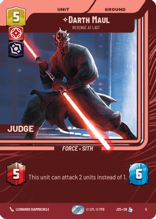 Darth Maul - Revenge at Last (5) [Judge Promos] Foil Star Wars: Unlimited Single Disney