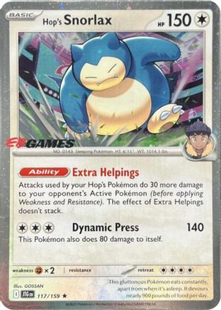 Hop's Snorlax - 117/159 (EB Games) (Cosmos Holo) Holofoil [Misc: Cards & Products] Pokemon Single Pokémon