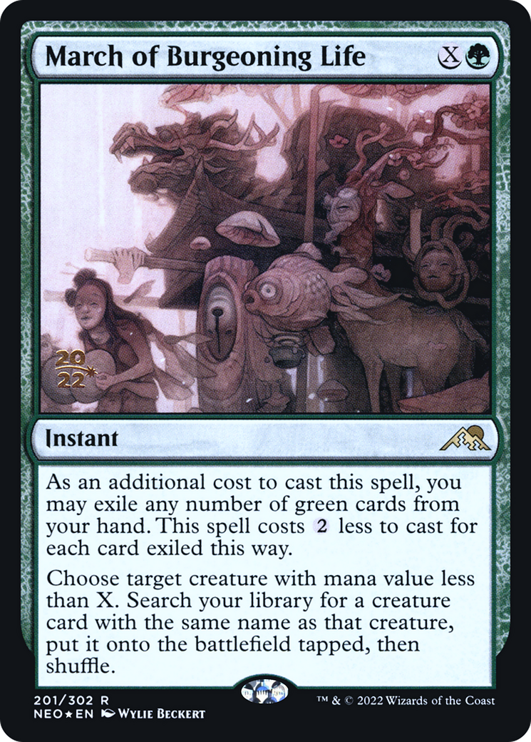 March of Burgeoning Life (PRE-201S) [Kamigawa: Neon Dynasty Promos] Foil MTG Single Wizards of the Coast