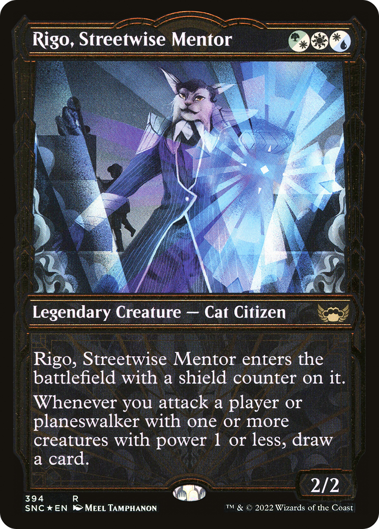 Rigo, Streetwise Mentor (Gilded Foil) (SNC-394) [Streets of New Capenna] (Showcase) Foil MTG Single Wizards of the Coast