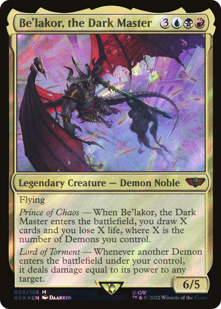 Be'lakor, the Dark Master (Surge Foil) (40K-006) [Warhammer 40,000 Commander] Foil MTG Single Wizards of the Coast