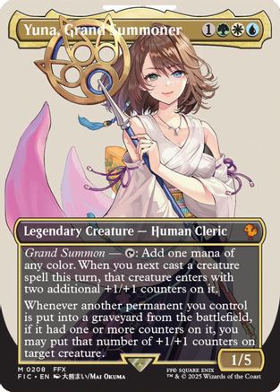 Yuna, Grand Summoner (Borderless) (FIC-208) [Commander: FINAL FANTASY] Foil MTG Single Wizards of the Coast
