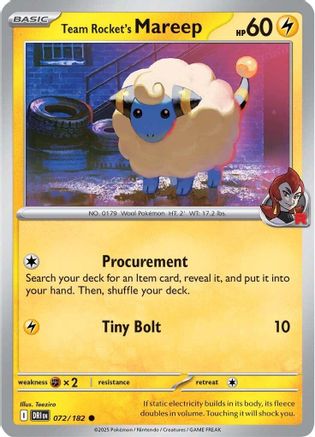 Team Rocket's Mareep (72) - [SV: Destined Rivals] Reverse Holofoil Pokemon Single Pokémon