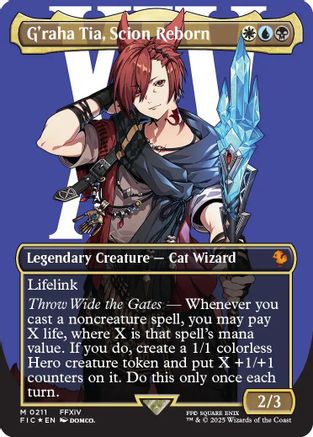 G'raha Tia, Scion Reborn (Borderless) (Surge Foil) (FIC-211) [Commander: FINAL FANTASY] Foil MTG Single Wizards of the Coast