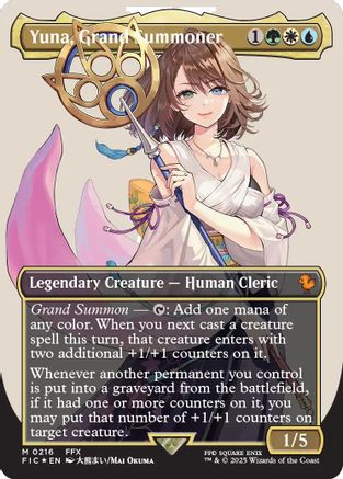 Yuna, Grand Summoner (Borderless) (Surge Foil) (FIC-216) [Commander: FINAL FANTASY] Foil MTG Single Wizards of the Coast