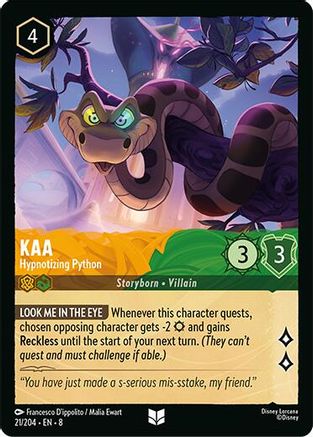 Kaa - Hypnotizing Python (21/204) [Reign of Jafar] Cold Foil Lorcana Single Disney