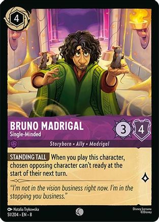 Bruno Madrigal - Single-Minded (51/204) [Reign of Jafar] Cold Foil Lorcana Single Disney
