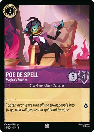Poe De Spell - Magica's Brother (58/204) [Reign of Jafar] Lorcana Single Disney