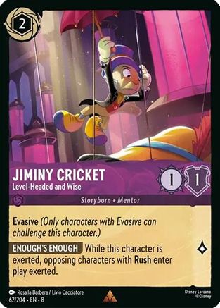 Jiminy Cricket - Level-Headed and Wise (62/204) [Reign of Jafar] Cold Foil Lorcana Single Disney