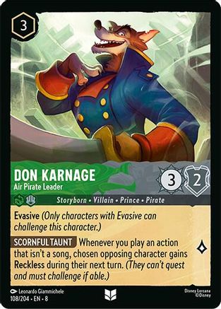 Don Karnage - Air Pirate Leader (108/204) [Reign of Jafar] Lorcana Single Disney