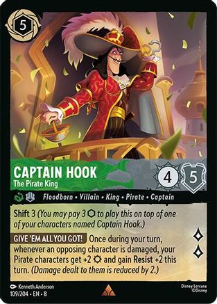 Captain Hook - The Pirate King (109/204) [Reign of Jafar] Cold Foil Lorcana Single Disney