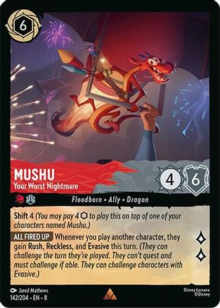 Mushu - Your Worst Nightmare (142/204) [Reign of Jafar] Cold Foil Lorcana Single Disney