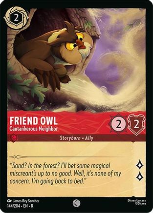Friend Owl - Cantankerous Neighbor (144/204) [Reign of Jafar] Cold Foil Lorcana Single Disney