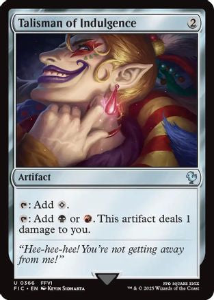 Talisman of Indulgence (FIC-366) [Commander: FINAL FANTASY] MTG Single Wizards of the Coast
