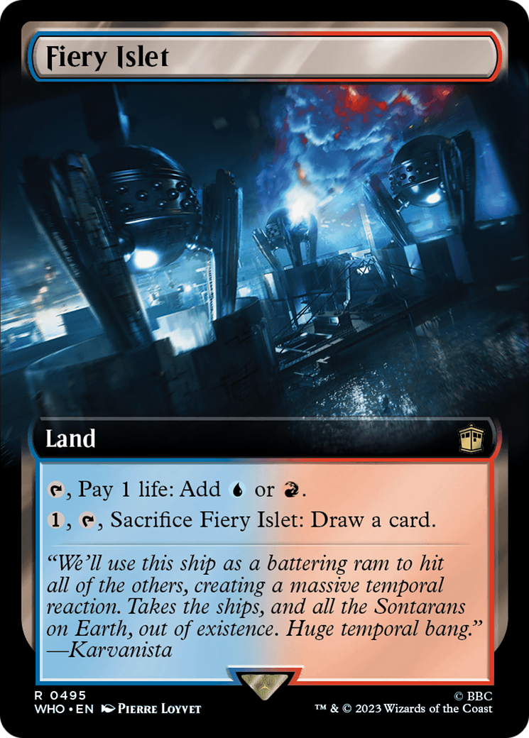 Fiery Islet (WHO-495) [Doctor Who] (Extended Art) Foil MTG Single Wizards of the Coast