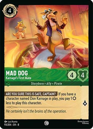 Mad Dog - Karnage's First Mate (93/204) [Reign of Jafar] Lorcana Single Disney