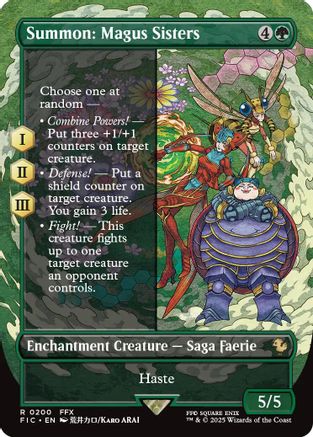 Summon: Magus Sisters (Borderless) (FIC-200) [Commander: FINAL FANTASY] MTG Single Wizards of the Coast