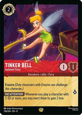 Tinkerbell - Insistent Fairy (136/204) [Reign of Jafar] Cold Foil Lorcana Single Disney