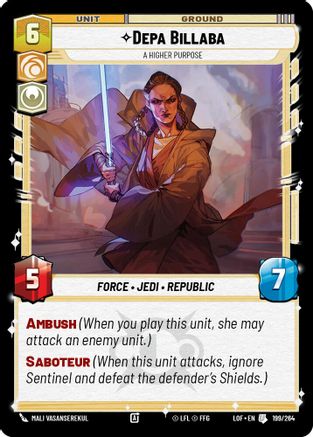 Depa Billaba - A Higher Purpose (199/264) [Legends of the Force] Star Wars: Unlimited Single Disney