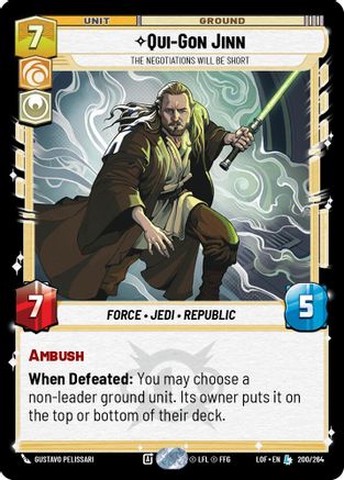 Qui-Gon Jinn - The Negotiations Will Be Short (200/264) [Legends of the Force] Star Wars: Unlimited Single Disney