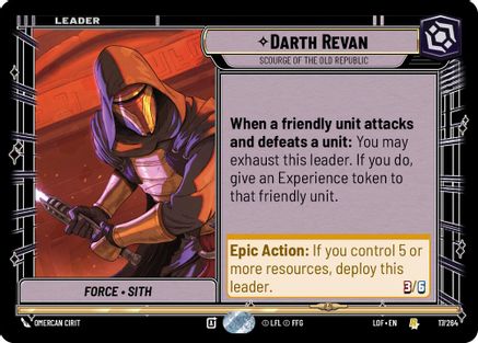 Darth Revan - Scourge of the Old Republic (017/264) [Legends of the Force] Star Wars: Unlimited Single Disney