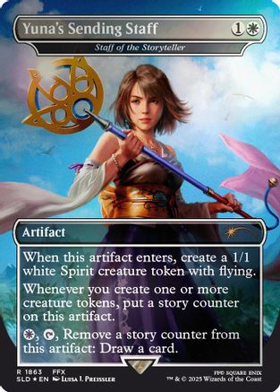 Yuna's Sending Staff - Staff of the Storyteller (Rainbow Foil) (SLD-1863) [Secret Lair] Drop Series Foil MTG Single Wizards of the Coast