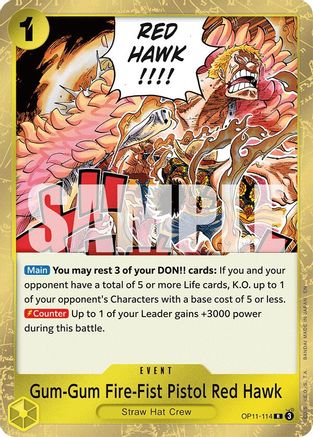 Gum-Gum Fire-Fist Pistol Red Hawk (OP11-114) [A Fist of Divine Speed] Foil One Piece Single Bandai