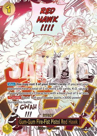 Gum-Gum Fire-Fist Pistol Red Hawk (Alternate Art) (OP11-114) [A Fist of Divine Speed] Foil One Piece Single Bandai