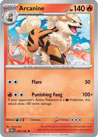 Arcanine (28) Reverse Holofoil [SV: Destined Rivals] Pokemon Single Pokémon